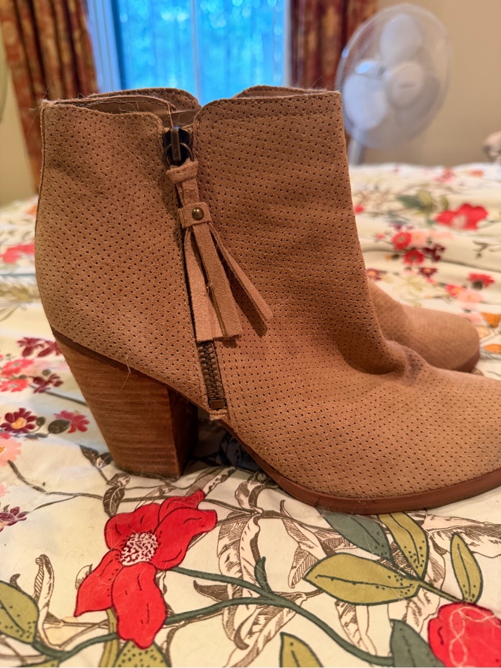 Guess Suede Tassel Ankle Boots in Taupe